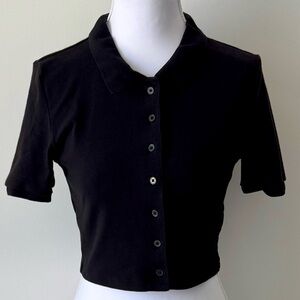 Sunday Best Black Cropped Polo Top 🖤